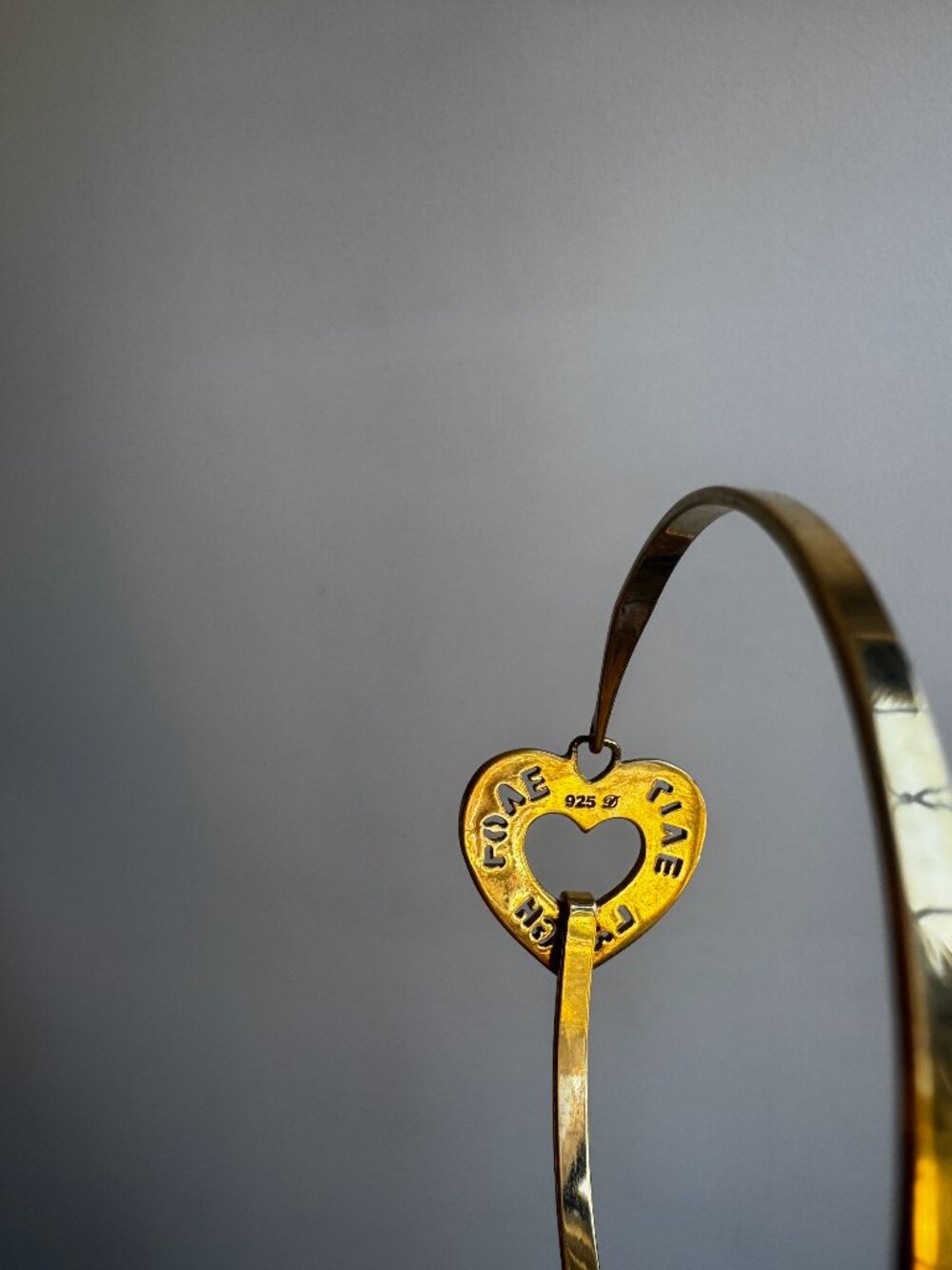 Vintage 925 Gold Bangle Live Laugh Love